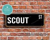 Scout Street Sign - Personalized Metal Road Signs, Gifts for Co-worker, Colleague Gift, Durable Heavy Duty plaque - 12-x-4-inches