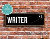 Writer Street Sign - Personalized Metal Road Signs, Gifts for Co-worker, Colleague Gift, Durable Heavy Duty plaque - 12-x-4-inches