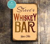 Personalized Whiskey Bar Sign – Custom Metal Bar Decor, Vintage Style Pub Signage, Man Cave Wall Art, Indoor Outdoor Beer Garden Décor - 14-x-10