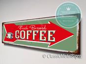 Vintage Style Fresh Brewed Coffee Sign – Vintage Style, Fade Resistant UV Print, Durable Weatherproof Aluminum Composite, Pre-Drilled Mounting Holes - 36-x-12-inches / 
