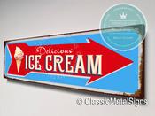 Vintage Style Ice Cream Sign – Vintage Style, UV Protected Full Color Print, Durable Weatherproof Aluminum Composite, Pre-Drilled Mounting Holes - 12-x-4-inches / 