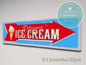 Classic Style Ice Cream Sign – Vintage Style, Full Color UV Protected Print, Weatherproof Waterproof Aluminum Composite, Pre-Drilled Mounting Holes - 12-x-4-inches / 