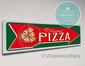 Classic Style Pizza Sign – Vintage Style, Fade Resistant UV Print, All-Weather Aluminum Composite, Pre-Drilled Mounting Holes, Indoor Outdoor Use - 24-x-8-inches / 