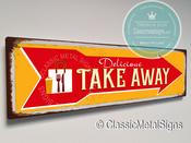Vintage Style Take Away Sign – Vintage Style, UV Protected Full Color Print, Weatherproof Waterproof Aluminum Composite, Pre-Drilled Mounting Holes - 12-x-4-inches / 