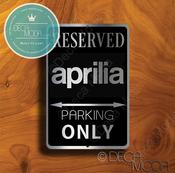 Aprilla Parking Only Sign – Premium Brushed Metal, Indoor Outdoor Display, Official Logo Design, Car Lover Gift Idea - 14-x-10 image