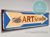 Vintage Style Art Studio Sign – Artists Room Sign, Durable Aluminum Composite, Indoor Outdoor Ready, Easy Mount Pre-Drilled Holes - 24-x-8-inches / 