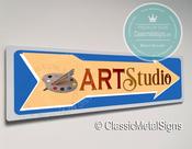 Classic Style Art Studio Sign – Gift for Artist, Weather Ready Aluminum Composite, Easy Mount Pre-Drilled Holes - 12-x-4-inches / 