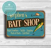 Personalized Bait Shop Sign – Fishing signs, Vintage Style sign with full Color Print on Durable Aluminum composite, Indoor or Outdoor Use - 9-x-6 image