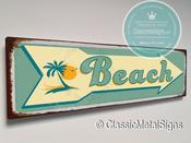 Vintage Style Beach Sign – Vintage Style Metal Sign, Full Color UV Print, Durable Aluminum Composite, Two Pre-Drilled Mounting Holes - 12-x-4-inches / 