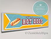 Classic Style Hot Dog Sign – Vintage Style, Full Color UV Protected Print, All-Weather Aluminum Composite, Pre-Drilled Mounting Holes - 12-x-4-inches / 