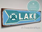 Vintage Style Lake Sign – Full Color UV Protected Print, Rustic Home Wall Decor - 24-x-8-inches / 