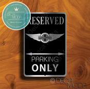 Morgan Parking Only Sign – Premium Brushed Metal, Indoor Outdoor Ready, Brand Logo Artwork, Great Gift for Garage Owners - 16-x-12 image