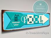 Vintage Style Pool Sign – Full Color UV Protected Print, Durable Aluminum Composite, Indoor Outdoor Use, Pre-Drilled Holes for Easy Mounting - 20-x-6-inches / 