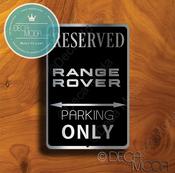 Range Rover Parking Only Sign – Premium Brushed Metal, Indoor Outdoor Display, Automotive Logo Decor, Car Lover Gift Idea - 12-x-8 image