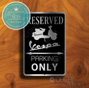 Vespa Parking Only Sign – Gift for Scooter Owner, Brushed Metal Finish, Indoor Outdoor Ready, Official Logo Design, Great Gift for Garage Owners - 16-x-12 image