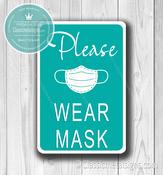 Wear Mask Sign – Vintage Style Metal Sign, UV Protected Fade Resistant Print, Aluminum Composite, Easy Install Punched Holes - 9-x-6-inches