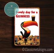 Lovely Day For A Guinness Sign – Vintage Style, UV Protected Full Color Print, Durable Weatherproof Aluminum Composite, Pre-Drilled Mounting Holes - 9-x-6
