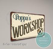 Poppa's Workshop Sign - 9-x-6-inches
