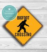 Bigfoot Crossing Sign – Yellow Big Foot Xing Signs, UV Protected Color Print, Indoor Outdoor Use, Easy Mount Pre-Drilled Holes - 12-x-12