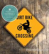 Dirt Bike Crossing Sign – Motorbike Xing Sign, Full Color UV Protected Print, Indoor Outdoor Use, Easy Mount Pre-Drilled Holes - 8-x-8