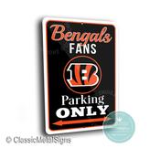 Cincinnati Bengals Parking Only Sign - NFL Team Pride Plaque, Tiger Stripes Logo Art, Durable Outdoor Signage, Unique Ohio Fan Gift - 16-x-12