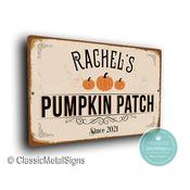 Personalized Pumpkin Patch Sign – Pumpkins Wall Plaque, Full Color UV Protected Print, Farmhouse Décor, Indoor Outdoor Use - 9-x-6