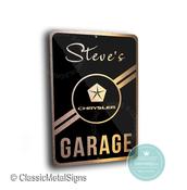 Custom Chrysler Garage Sign – Personalized Mopar Decor, Weatherproof Brushed Metal Wall Art for Chrysler Owners -  / 14-x-10