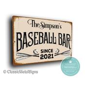Personalized Baseball Bar Sign - 20-x-14-inches