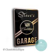 Custom Cadillac Garage Sign – Personalized American Luxury Decor, Weatherproof Brushed Metal Art for Cadillac Owners -  / 36-x-24-inches