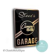 Custom Camaro SS Garage Sign – Personalized Super Sport Decor, Weatherproof Brushed Metal Art for Camaro SS Owners -  / 20-x-14-inches