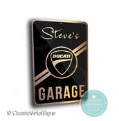 Custom Ducati Garage Sign – Personalized Italian Sportbike Decor, Weatherproof Brushed Metal Art for Ducati Riders -  / 20-x-14-inches