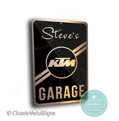 Custom KTM Garage Sign – Personalized Ready To Race Decor, Weatherproof Brushed Metal Art for KTM Riders -  / 9-x-6