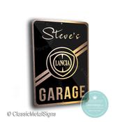 Custom Lancia Garage Sign – Personalized Italian Rally Decor, Weatherproof Brushed Metal Art for Lancia Enthusiasts -  / 20-x-14-inches