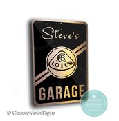 Custom Lotus Garage Sign – Personalized British Sportscar Decor, Weatherproof Brushed Metal Art for Lotus Owners -  / 20-x-14-inches