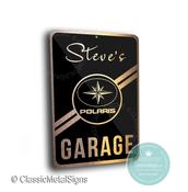 Custom Polaris Garage Sign – Personalized Off-Road Decor, Weatherproof Brushed Metal Art for Polaris Enthusiasts -  / 16-x-12