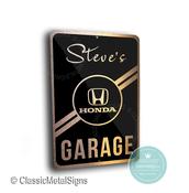Custom Honda Garage Sign – Personalized JDM Decor, Weatherproof Brushed Metal Wall Art for Honda Enthusiasts -  / 9-x-6
