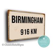 Personalized Birmingham Street Sign - Fully Custom with any Miles or KM, Bespoke City Name Plaque, Durable Travel Decor, Distance Wall Art - 16-x-12 / 