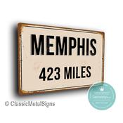 Personalized Memphis Street Sign - Fully Custom with any Miles or KM, Bespoke City Name Plaque, Durable Travel Decor, Distance Wall Art - 20-x-14-inches / 