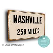 Personalized Nashville Street Sign - Fully Custom with any Miles or KM, Bespoke City Name Plaque, Durable Travel Decor, Distance Wall Art - 9-x-6 / 