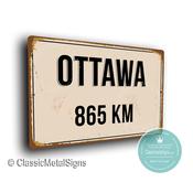Personalized Ottawa Street Sign - Fully Custom with any Miles or KM, Bespoke City Name Plaque, Durable Travel Decor, Distance Wall Art - 14-x-10 / 