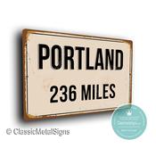 Personalized Portland Street Sign - Fully Custom with any Miles or KM, Bespoke City Name Plaque, Durable Travel Decor, Distance Wall Art - 9-x-6 / 