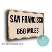 Personalized San Francisco Street Sign - Fully Custom with any Miles or KM, Bespoke City Name Plaque, Durable Travel Decor, Distance Wall Art - 20-x-14-inches / 