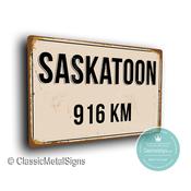 Personalized Saskatoon Street Sign - Fully Custom with any Miles or KM, Bespoke City Name Plaque, Durable Travel Decor, Distance Wall Art - 36-x-24-inches / 