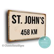 Personalized St Johns Street Sign - Fully Custom with any Miles or KM, Bespoke City Name Plaque, Durable Travel Decor, Distance Wall Art - 14-x-10 / 