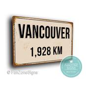 Personalized Vancouver Street Sign - Fully Custom with any Miles or KM, Bespoke City Name Plaque, Durable Travel Decor, Distance Wall Art - 9-x-6 / 
