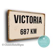 Personalized Victoria Street Sign - Fully Custom with any Miles or KM, Bespoke City Name Plaque, Durable Travel Decor, Distance Wall Art - 16-x-12 / 