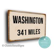 Personalized Washington Street Sign - Fully Custom with any Miles or KM, Bespoke City Name Plaque, Durable Travel Decor, Distance Wall Art - 36-x-24-inches / 
