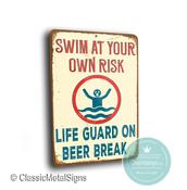 Swim At Your Own Risk Sign – Swimming Safety Signs, Weather Ready Aluminum Composite, Easy Mount Pre-Drilled Holes - 36-x-24-inches
