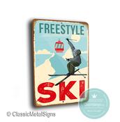 Freestyle Ski Sign – Vintage Ski Resort Wall Sign, Fade Resistant UV Print, Weatherproof Waterproof Aluminum Composite, Easy Mount Pre-Drilled Holes - 14-x-10