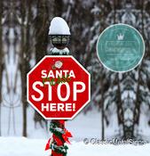 Santa Please Stop Here Sign – Christmas Stop Sign, Weather Ready Aluminum Composite, Pre-Drilled Holes for Easy Mounting - 12-x-12